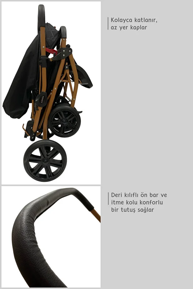 Pusetli̇ Bebek Arabasi Travel Çift Yön Tam Yatış Pozisyonlu Pratik Katlanır Mama Tablalı